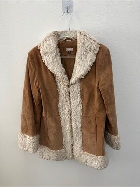 Vintage Y2K Pennylane Coat giacca Brown Suede Shearling Medium